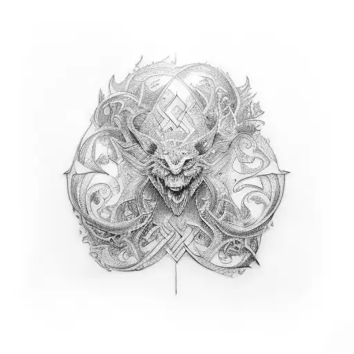 An Intricate Tattoo Showcasing The Bond Between A Father And His Daughters Using Metal Sculptures