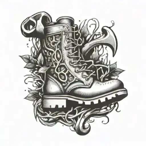 A Wrench Morphing Into A Tree Branch With Roots Extending Into A Boot