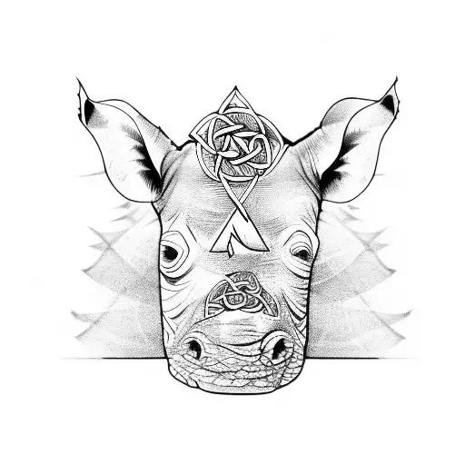 A Rhinoceros In A Celtic Knot Design