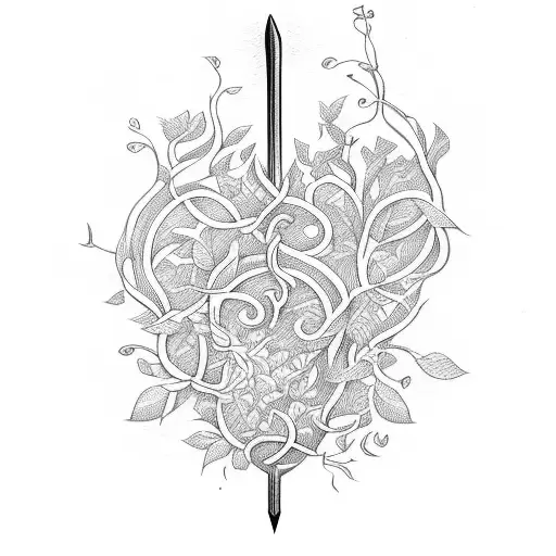 Sword With Vines Books And Flowers