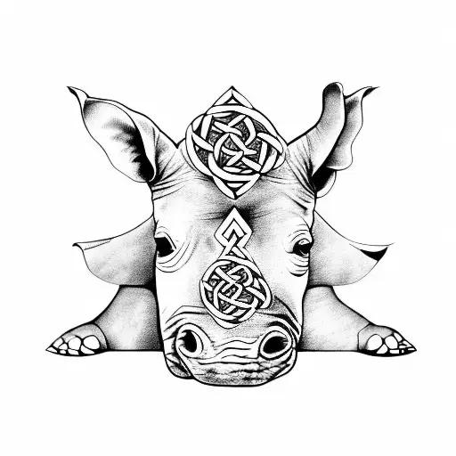 A Rhinoceros In A Celtic Knot Design