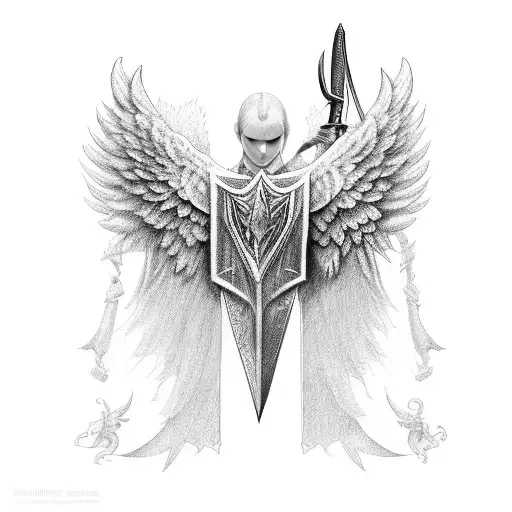 Guardian Angel Weapon Sword Wings Robe Heaven Long Hair Robe