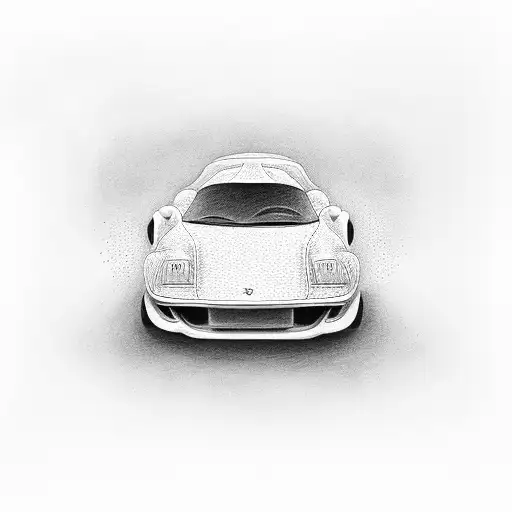 A White Ferrari Driving Down The Road Next To A Beach With An Orange Sunset