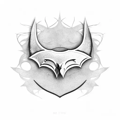 An Enchanting Dotwork Tattoo Of A School Of Fish Forming The Shape Of The Batman Logo