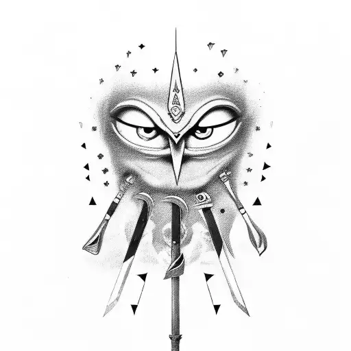 The Number ''56'' With A Sword Going Through It Along With A Crying Eye Inside 6