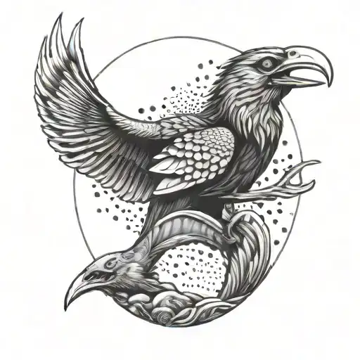 Manta Ray Hornbill And Alpha Wolf Howling At The Moon