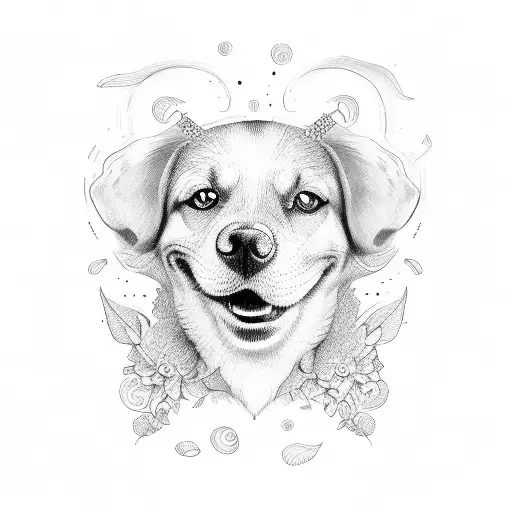 Dionysos Smiling And Holding A Dog