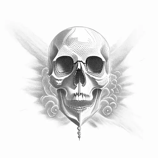 Create Image Of Skull Standing On A Boat In The Hazy Sea Nei