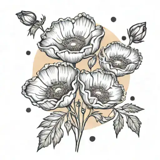 A Minimalist Design Of A Setting Sun Behind A Field Of Blooming California Poppies