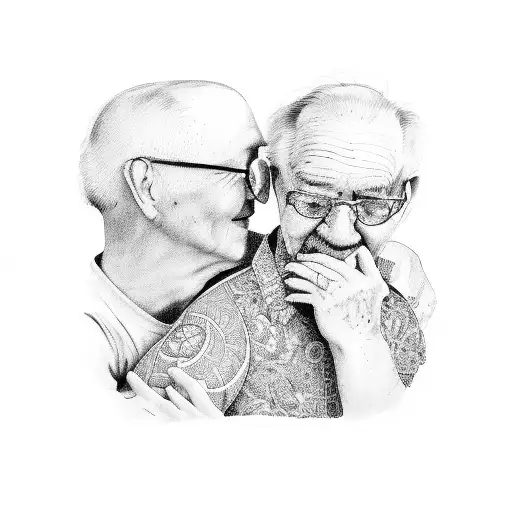 Grandpa And Grandson Holding Hands