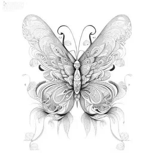 A Delicate Butterfly With Intricate Floral Patterns And Vibrant Colors