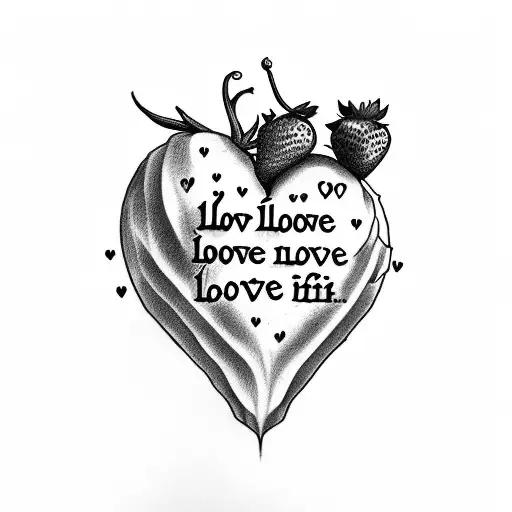 Strawberry Heart With Words I Fucking Love Him Around It