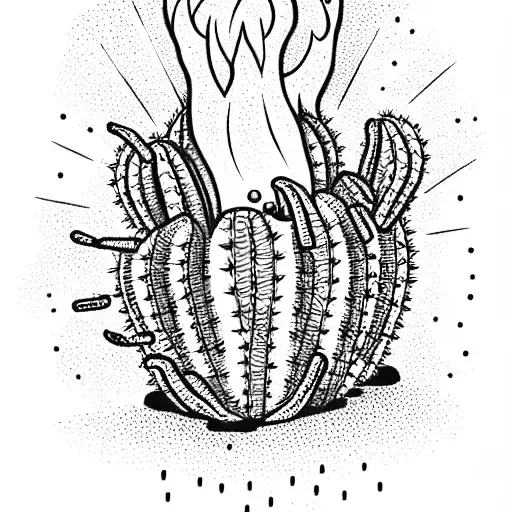 A With Sun Glasses Cactus On Fire