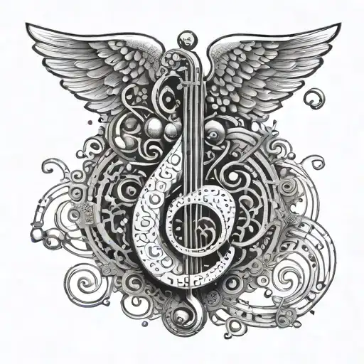 A Dotwork Design Of A Healthcare Symbol Morphing Into A Musical Instrument