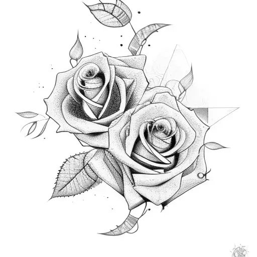 Guitar And Roses With Triangle