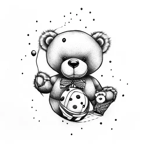 A Teddy Bear Holding A Red Balloon