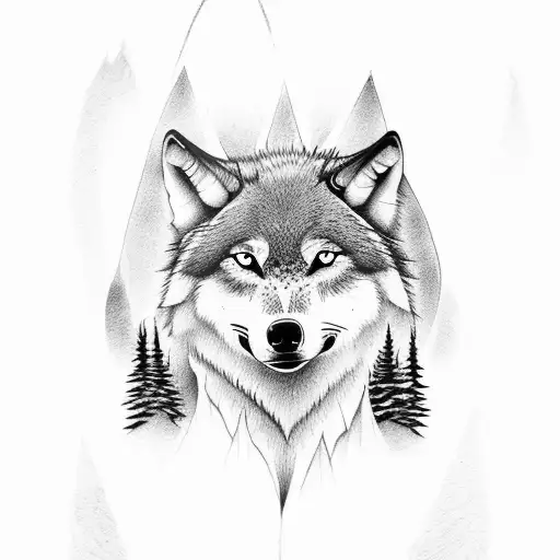 3 Wolves With Waterfall And Trees In The Background