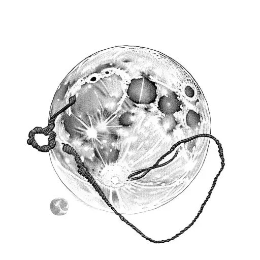 Full Detailed Moon With A Lasso Wrapped Around It