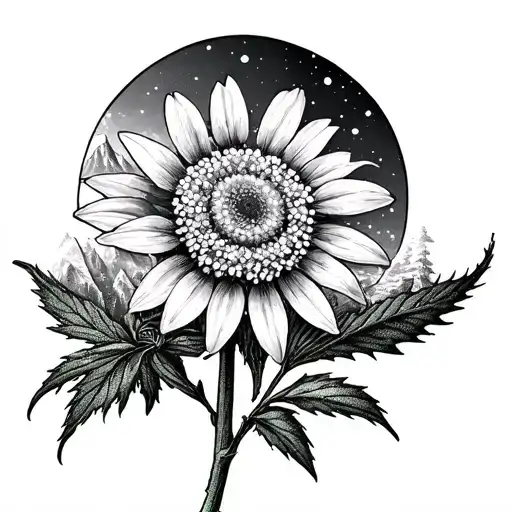 Edelweiss Flower With Mountain Range