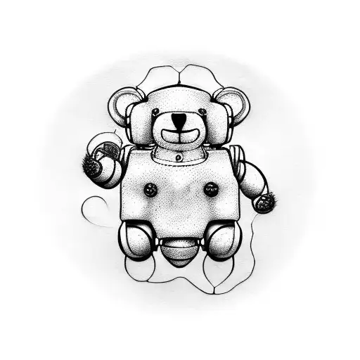 A Robo Teddy Bear Holding A Unique And Simple Ballon