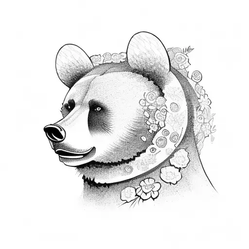 Bear With Flowers Surroundings