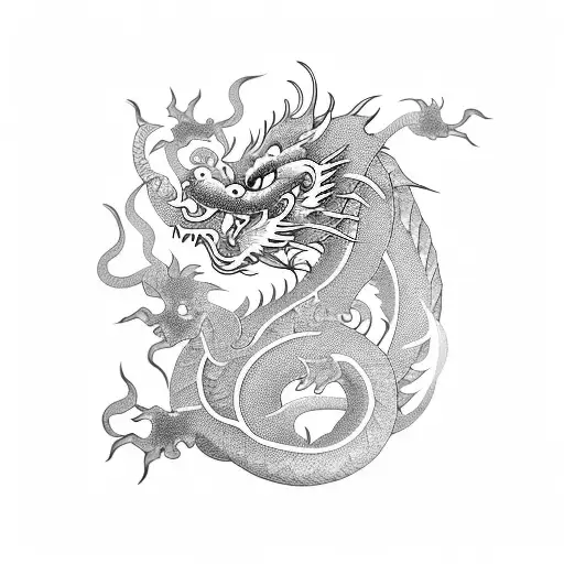 Asian Dragon With Buddha