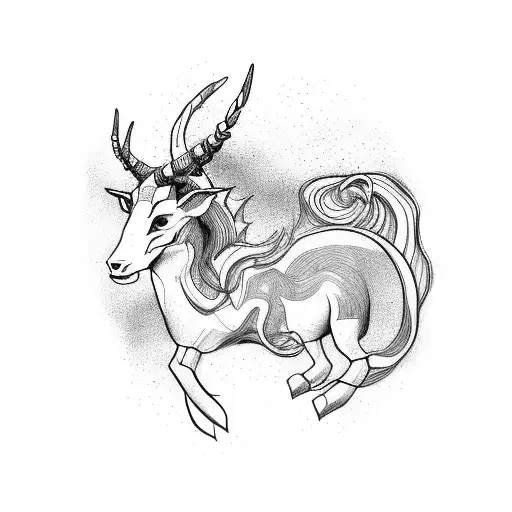 Boy And Girl Riding A Capricorn