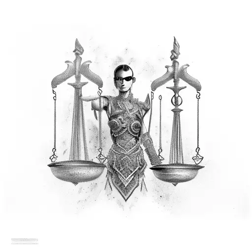 Balance Justice On A Torso With A Sword On The Middle