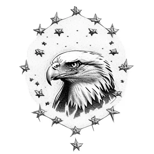 Bald Eagle With Stars And Stripes