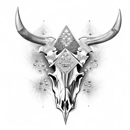Bull Skull With Diamonds As Eyes