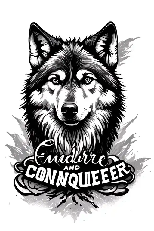Design Me A Tattoo With Wolf Moutains And The Quotes Endure And Conquer