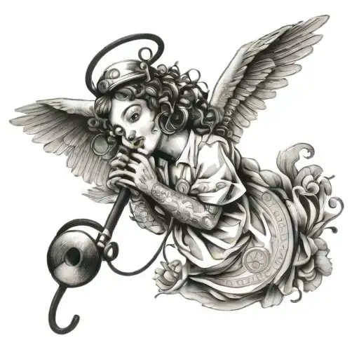 A Nurse Angel Holding A Stethoscope And Surrounded By Musical Notes