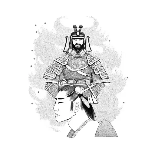 A Samurai Warrior Surrounded By Cherry Blossoms