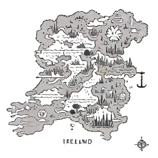 A Map Of Ireland With Military Insignias Marking Hiking Trails