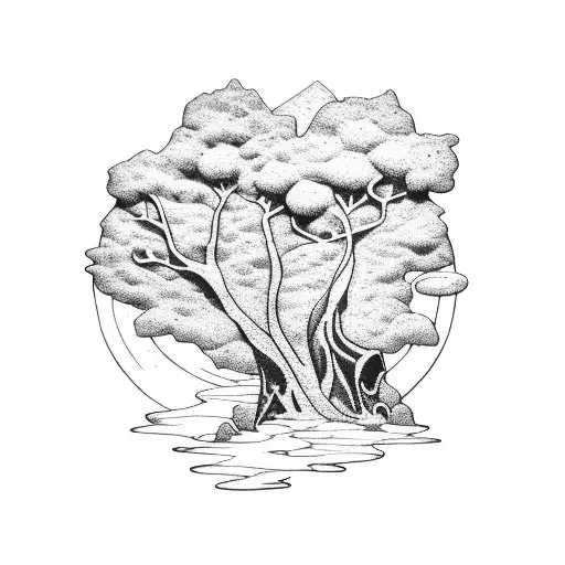 A Scout Badge Surrounded By A Lush Forest Landscape