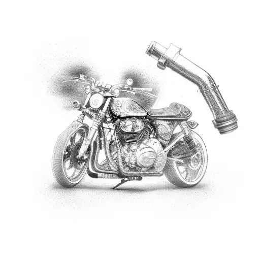 An Abstract Representation Of A Motorcycle Exhaust Pipe In Dotwork Style