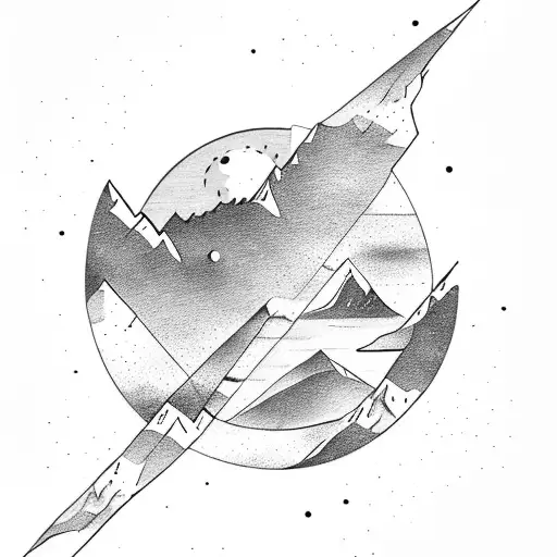 Mountains With Moon And Crosshair