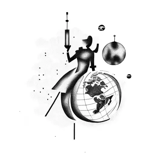 A Silhouette Of A Nurse Standing On Top Of A Globe