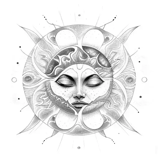 A Sun And Moon Merging Together
