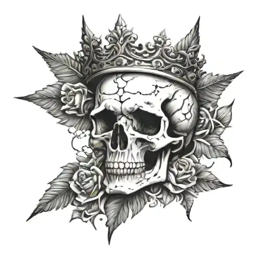 Skull With Wings And Crown Of Thorns From The Top Of The Shoulder