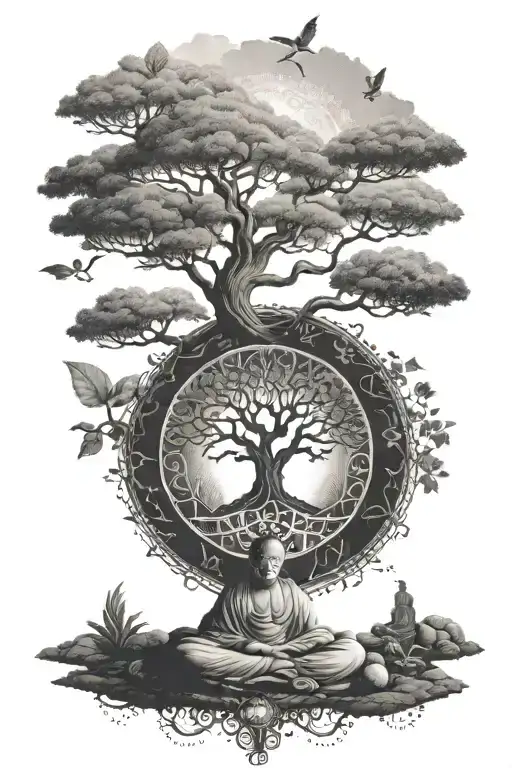 Tree Of Life And Buddha