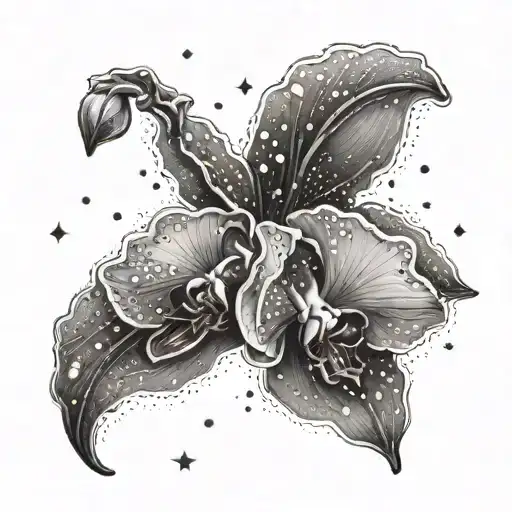 A Magical Orchid Blooming With Stars And Planets Inside Its Petals