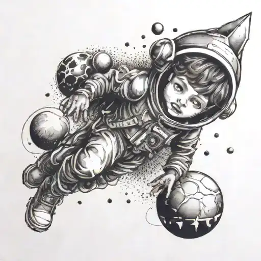 Lost Boy In Space Surrounded By Planets