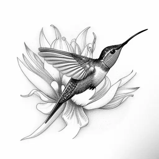 Hummingbird On Lily