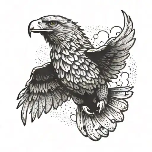 Eagle Flying With Cloud Forming