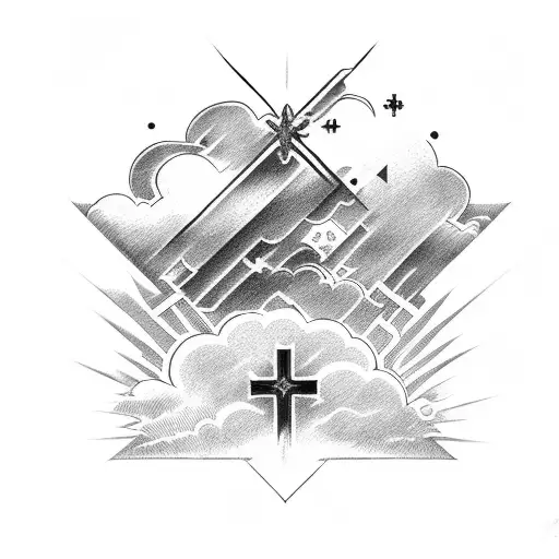 Cross With Clouds And Beams In Background
