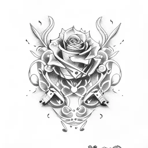 Music Sheet With Guns And Roses