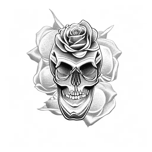 Skull Of Women And Roses