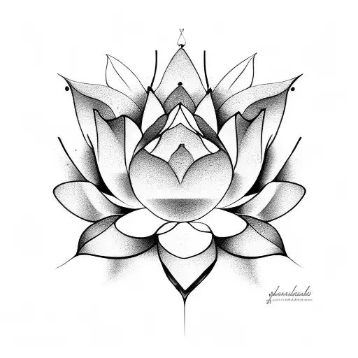 Lotus Flower And Gemstone And Sun