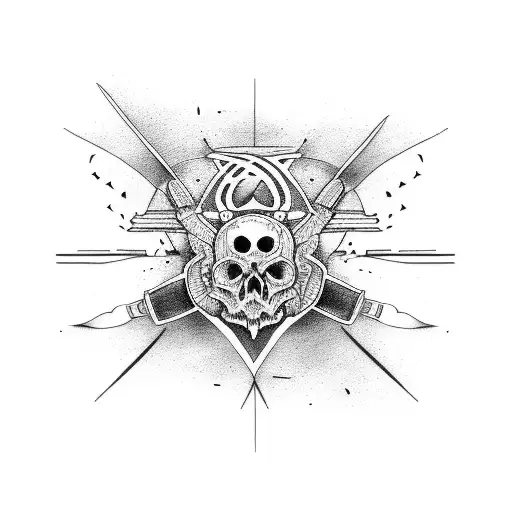 Minimalist Travel Tattoo With Van And Bonefire